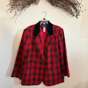 Sag Harbor Red and Black Checkered Blazer
